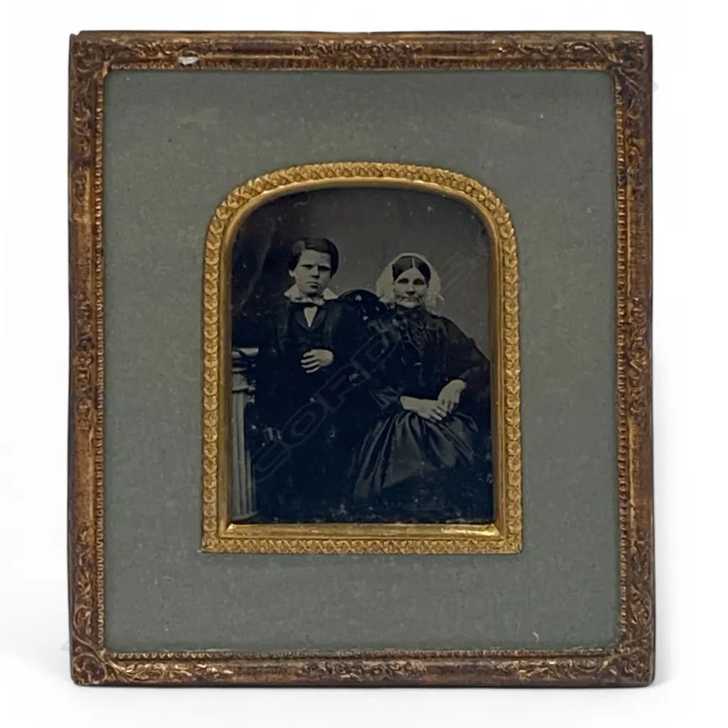 Ambrotype - seated woman with standing boy, Image 1++